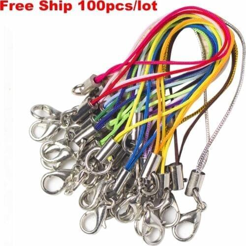 100pcs/lot DIY Phone Strap Charm Lariat Lanyard W/Lobster Clasp Cords for Cell phone Gadgets USB Drive Keychain DIY Jewelry