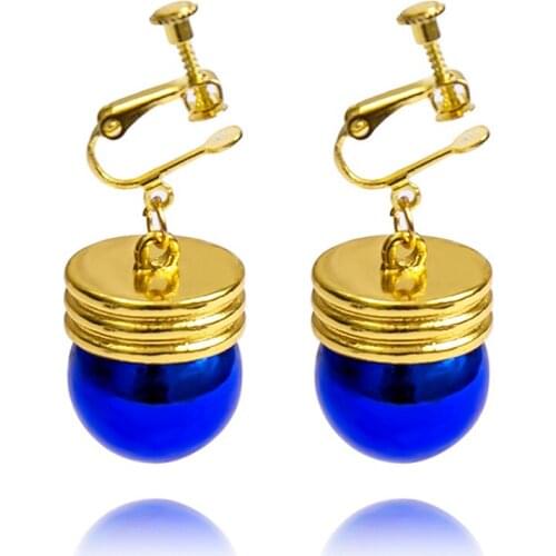 20 pair Anime Hunter Hunter Kuroro Rushirufuru Earring Blue Resin No Pierced Earrings Ear Clip Cosplay Costume Jewelry Wholesale