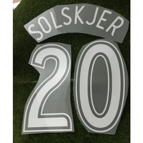 #20 SOLSKJER Nameset Name Number Printing Heat Transfer Soccer Badge