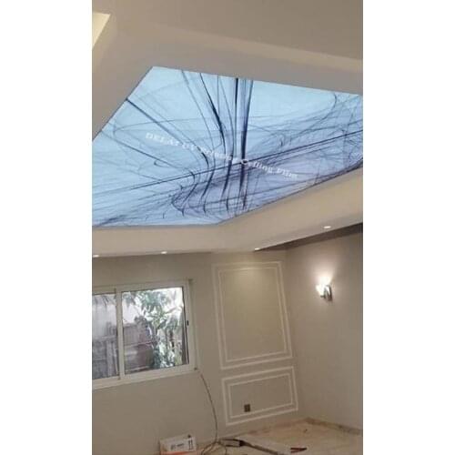 2018 3D54 New Fashion Abstract lines for UV pvc ceiling film Plafond tendu material available for ceiling panel