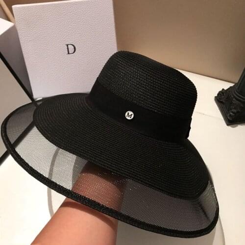 2021 Summer Letter M Straw Hats Women Wide Brim Sun Hat Ladies Girls Outdoor Vacation Seaside Beach Hat Fedoras Dress Hat Chapeu