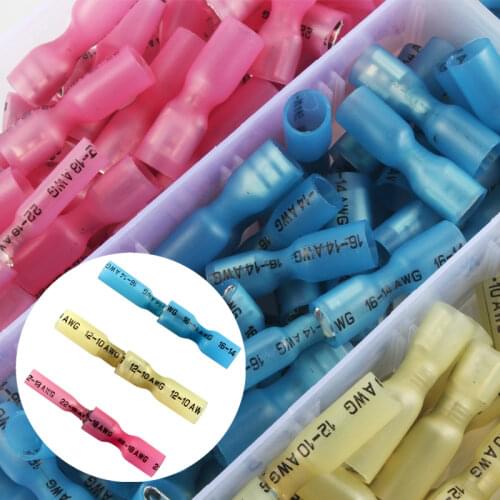 220PCS Spade Wire Crimp Connectors Male And Female Waterproof Lug Wire Terminal Butt Splice Heat Shrink Terminals Kit