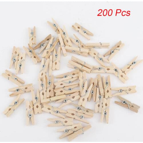 50/100/200PCS 2.5CM Mini Natural Wooden Clothes Photo Paper Clothespin Craft Clips Portable Wood Clamp