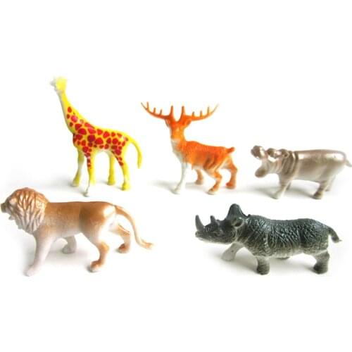 8Pcs/set Plastic Zoo Animal Figure Tiger Leopard Hippo Giraffe Kids Toy Lovely Animal Toys Set Gift For Kids Children Wholesale
