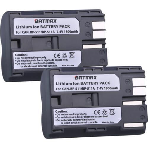 2Pcs 1800mAh BP-511 BP511 BP 511 BP-511A Battery For Canon G6 G5 G3 G2 G1 EOS 300D 50D 40D 30D 20D 5D MV300i Digital Camera