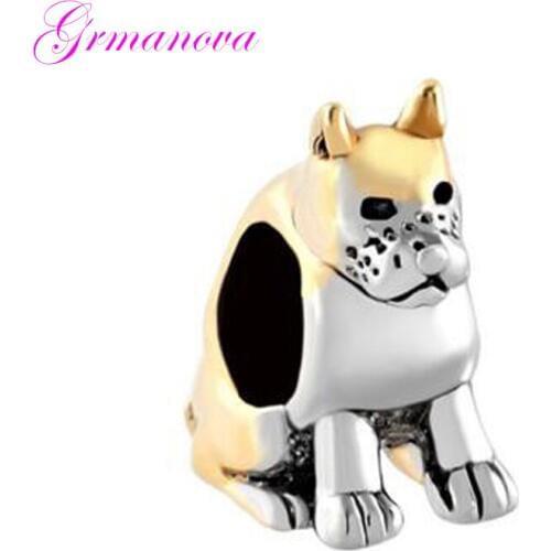 Pet lovers dog puppy paw family charm beads DIY handmade jewelry amulet Fit Pandora Bracelet Necklace