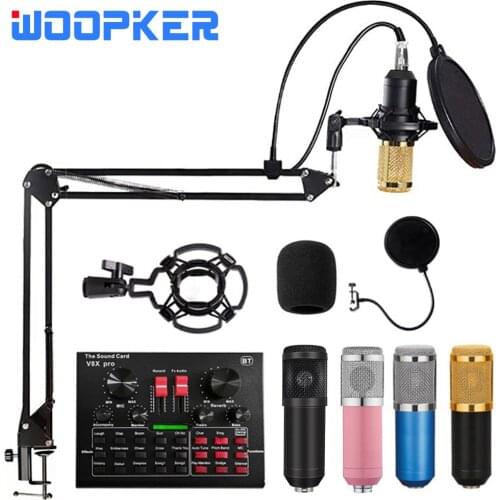 Bm 800 Karaoke Condenser Microphone Studio Braodcasting Microfone Mic Kit with V8x Sound Card Music Recording Studio Equipment