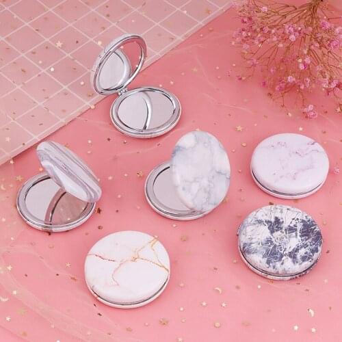 CASHOU73 Marble Pattern Portable Double Sided Mirror Foldable Pocket Makeup Mirror Women Girls Beauty Cosmetic Compact Mirrors