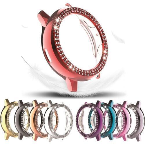 Double-row Diamond Luxury Case for Samsung Galaxy Watch Active 2 40mm 44mm Hard PC Protective Cover Thin Shockproof Bumper Shell