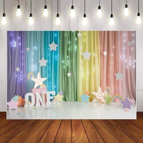 Mehofond 1st Photography Background Colorful Curtain Stars Newborn Child Birthday Party Backdrop Photophone Photo Studio Props