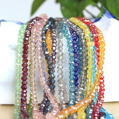 Hot Fashion 3x4mm 260pcs/lot Crystal Glass Rondelle Beads Loose Spacer Round Beads for Jewelry Making Clothes Wedding decoration