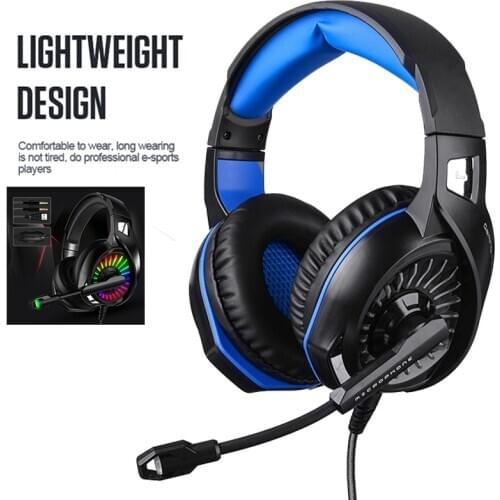3.5mm Led Light Gaming Headphones for Computer PS4 Adjustable Bass Stereo PC Gamer Over Ear Wired Headset With Mic