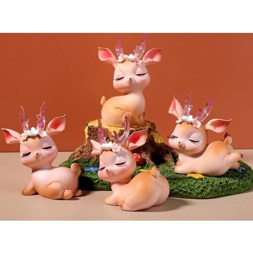 Long Lifespan Exquisite Fawn Decor Decoration Ornament Figurine Resin Deer Decoration Creative for Household