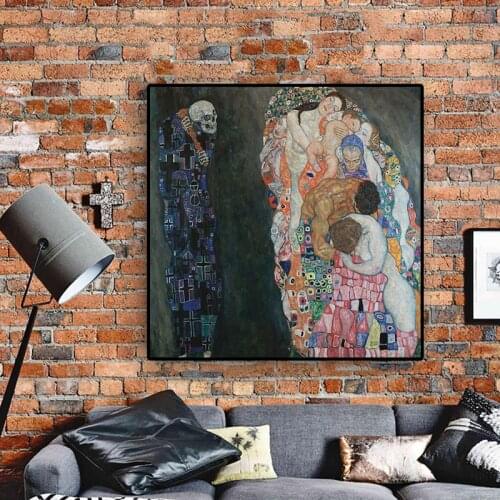 Gustav Klimt Death and Life Reproduction Oil Painting on Canvas Scandinavian Art Posters and Prints Wall Picture for Living Room