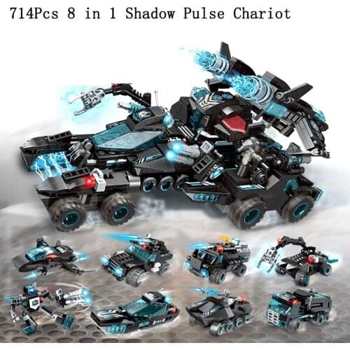 714Pcs 8 in 1 Childrens building block toys Super Chariot Shadow Pulse Chariot Intelligence Assembly Toys gifts for kids