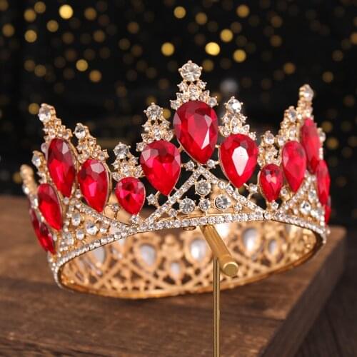 Crystal Rhinestone Hair Crown and Tiara Headband Wedding Accessories Head Jewelry Round Tiara for Bride Luxury Queen Diadem