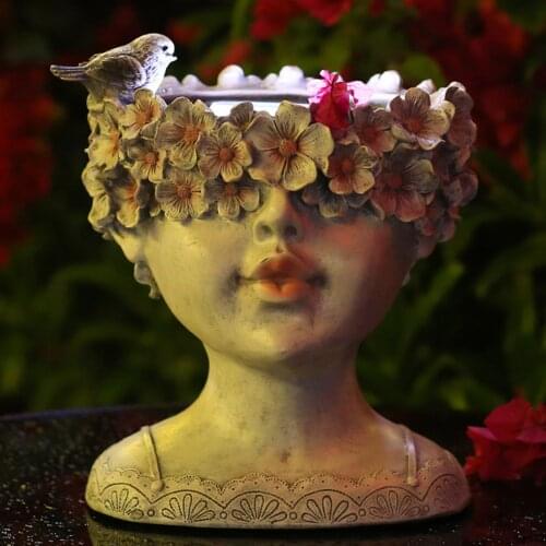 Creative Goddess Face Resin Home Plants Flower Pot Vase Planter Tabletop Decoration Sculpture TableDecoration Flower Vases