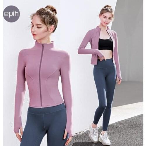 Yoga Crop Top Sportswear Womens Top Zipper Cardigan Running Yoga Long Sleeve Summer Top Deportivo Mujer Camisetas