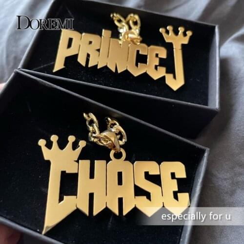 DOREMI Cuban Chain Custom Name Necklace Gift Personalized Name Necklaces for Women Stainless Steel Custom Jewelry