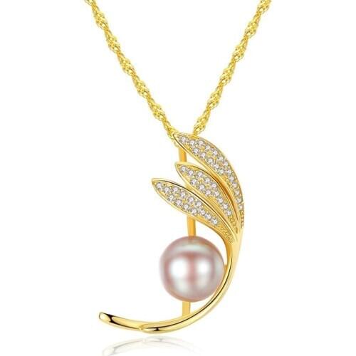 Freshwater Pearl Pendant Necklace Sterling 925 Silver Necklace For Women Gift White/Pink/Purple Pearl Gold Color Fashion Jewelry
