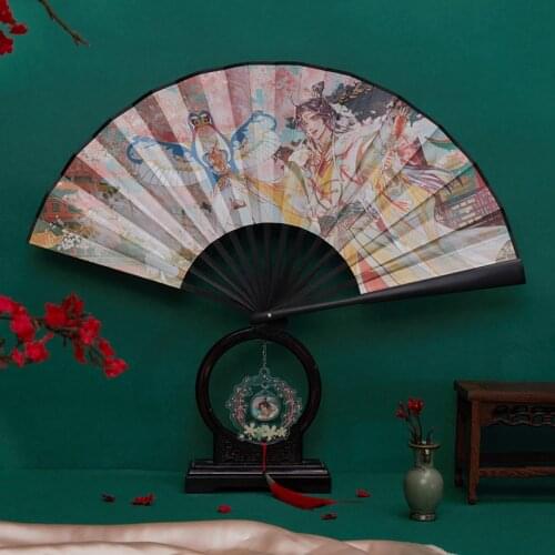 Hot Tian Guan Ci Fu Official Original Hua Cheng Cosplay folding fan Handheld Folded Cool Cloth Fan Cartoon Dance Hand Fan Gifts
