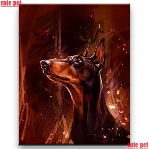 Cute pet5D Embroidery Dogs Painting Art Head Doberman Pinscher Diy diamond painting cross stitch Diamond mosaic Art decor puzzle