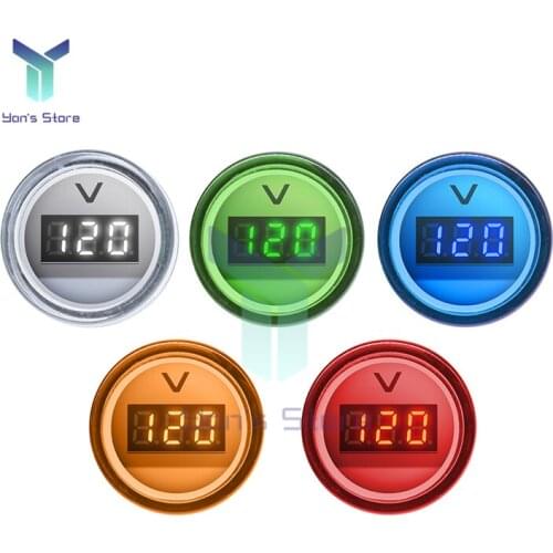 Mini AC 60-500V LED Voltmeter 22MM Round Digital Display Volt Voltage Tester Meter Indicator Pilot Lamp Light Display Multicolor