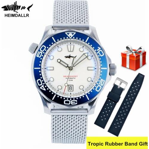 Heimdallr Mens Automatic Watch Titanium Sea Ghost C3 Mechanical Watches Sapphire Glass 200m Diver Watch men