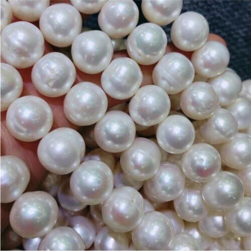 New potato shape 11-12 mm natural freshwater cultured pearls scattered loose beads 16"