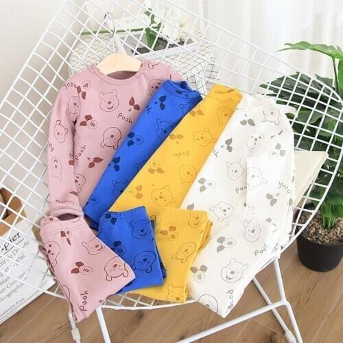 2 3 4 5 6 Years Toddler Kids Pajamas Sets Casual Cartoon Print Long Sleeve Coat Trousers Girls Home Wear Baby Boys Sleepwear