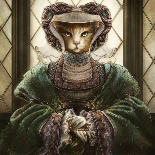 Full Square Round Drill 5D Diy Diamond Painting Cat cosplay queen Embroidery Cross Stitch Kits rhinestones MosaicZP-2513