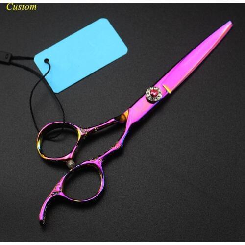 Custom japan 440c 6 inch purple plum hair cutting scissors barber makas thinning shears haircut scissor hairdressing scissors