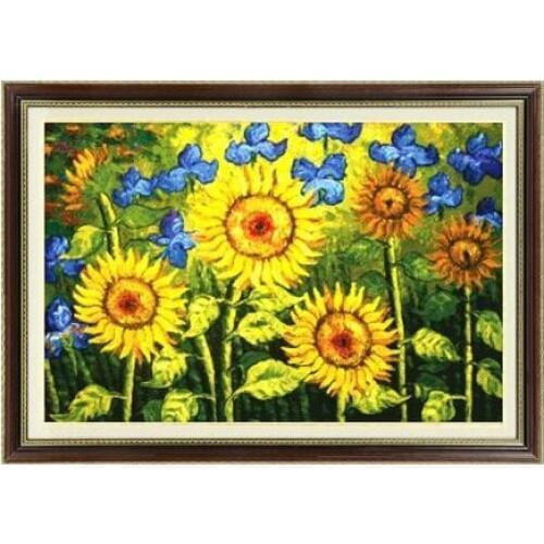 Needlework,DIY DMC Cross stitch,Sets For Embroidery kits,Van Gogh Sunflower oil painting Scenic Pattern Cross-Stitch