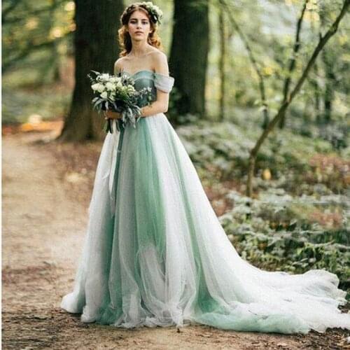 Garden Wedding Colored Bridal Dresses 2021 Pretty Mix Color Mesh Tulle A-line Women Dresses Lace Up Female Long Dress