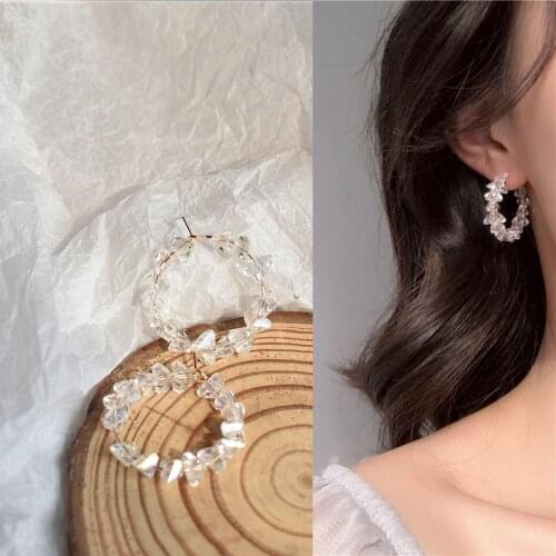 Earrings for Women Fashion Transparent Crystal Earrings with Irregular Geometry Jewelry Accessories Wholesale