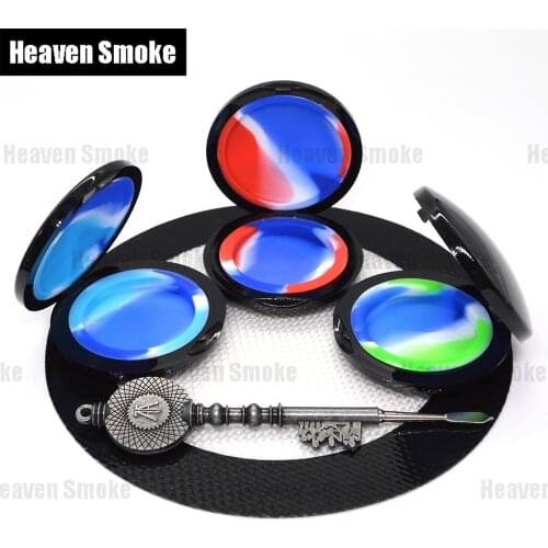 3* 6ml Silicone Jar Clamshell Compact Jar Dab Wax Nonstick Herb Stash Container+1* silicon mat +1* Ready Player One Dabber Tool
