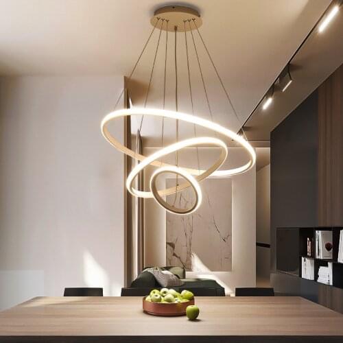 Modern LED 2/3 Rings Circel Pendant light blak/white /gold color Ceiling Hanging Chandelier for Living room Loft Bedroom