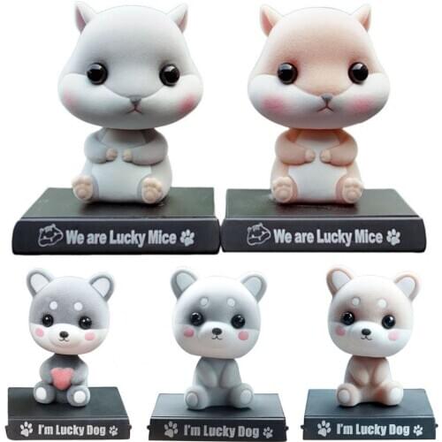 Cute Cartoon Shaking Head Hamster Doll Toy Car Interior Decoration Mobile Phone Holder Ornament Accessories Toys Gift