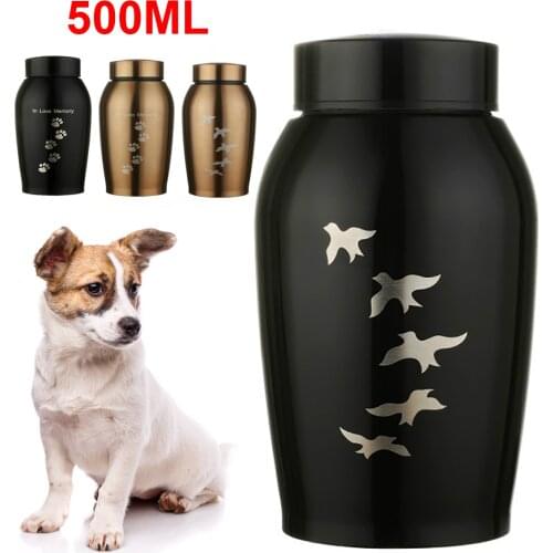500ml Stainless steel Urns Pets Dog Cat Birds Mouse Cremation Ashes Urn Keepsake Casket Columbarium Pets Memorials