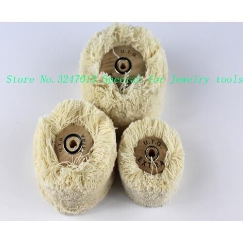 1pc Cotton Brush with Wooden Metal Center Buff Wheel Polishing Rotary Tool for Jewelry
