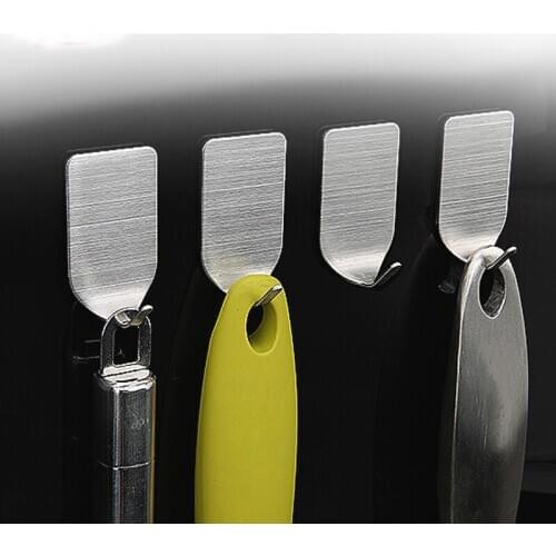 Stainless Steel Waterproof Strong Glue Kitchen Bathroom Wall Clasp Hanging Load Viscose Hook 4PC/LOT