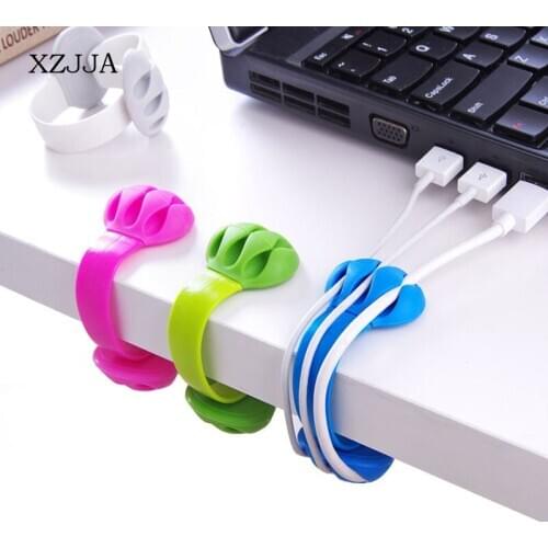 XZJJA Multi-Function Silicone Desktop Cable Storage Rack Electric Wire Winding Tools Earphone Charger Line Immobilization Clips