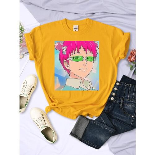 Saiki kusuo no sainan Cartoons Anime Women Tshirts Summer Fashion T-Shirts Oversize O-Neck Tees Shirts Loose Soft T-Shirt Female