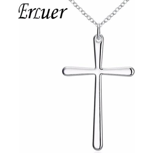 ERLUER Of Brand Clear Shape lover gift Cross Pendant Necklaces for Women Party elegant fashion love Religious Jewelry