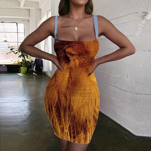 Giyu Brand Lion Dress Women Animal Ladies Dresses Anime Bodycon Dress Harajuku Vestido Sexy Street Sundress Womens Clothing