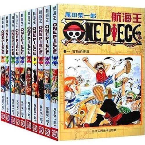 10 Books ONE PIECE Vol.1 2 3 4 5 6 7 8 9 10 Japan Graphic Novel Manga Comic 10 Books Set China Chinese Edition New