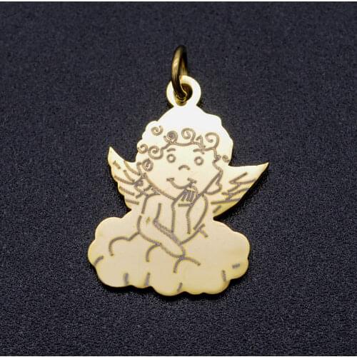 5pcs/lot 23*14mm Stainless Steel Angel Pendant Bracelet Charms DIY Crafting Jewelry Making Handicraft Accessories Wholesale