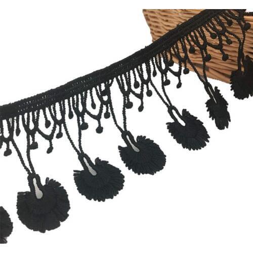5 yardr Black and white delicate milk silk water soluble hollow tassel lace trims clothes skirt long decorative 5BB5494