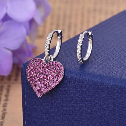 Promotion Sweet Red Heat Earrings For girl Cute Date Zircon Jewelry Birthday Gift Oorbellen Zk30