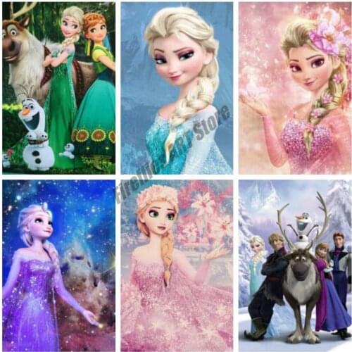 Diamond Embroidery 5D DIY Full Square Diamond Painting Disney Mosaic Cartoon Frozen Snow Princess Wedding Home Decoration